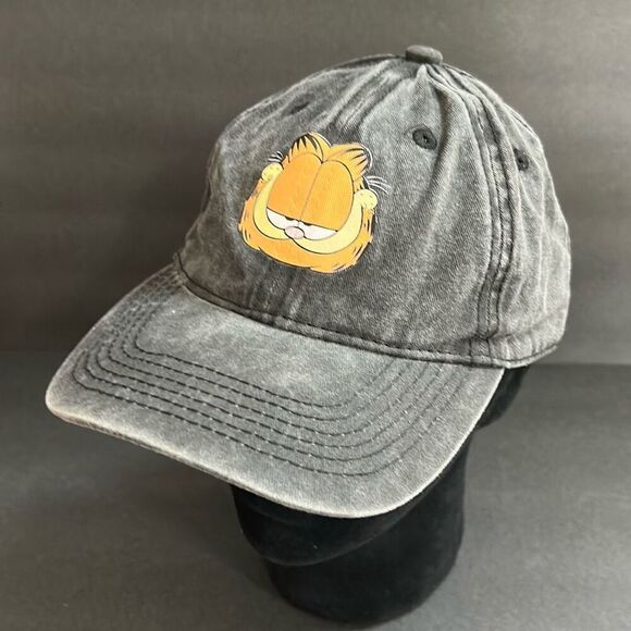 Garfield Hat Cap Washed Out Gray Black Adjustable - Picture 1 of 10